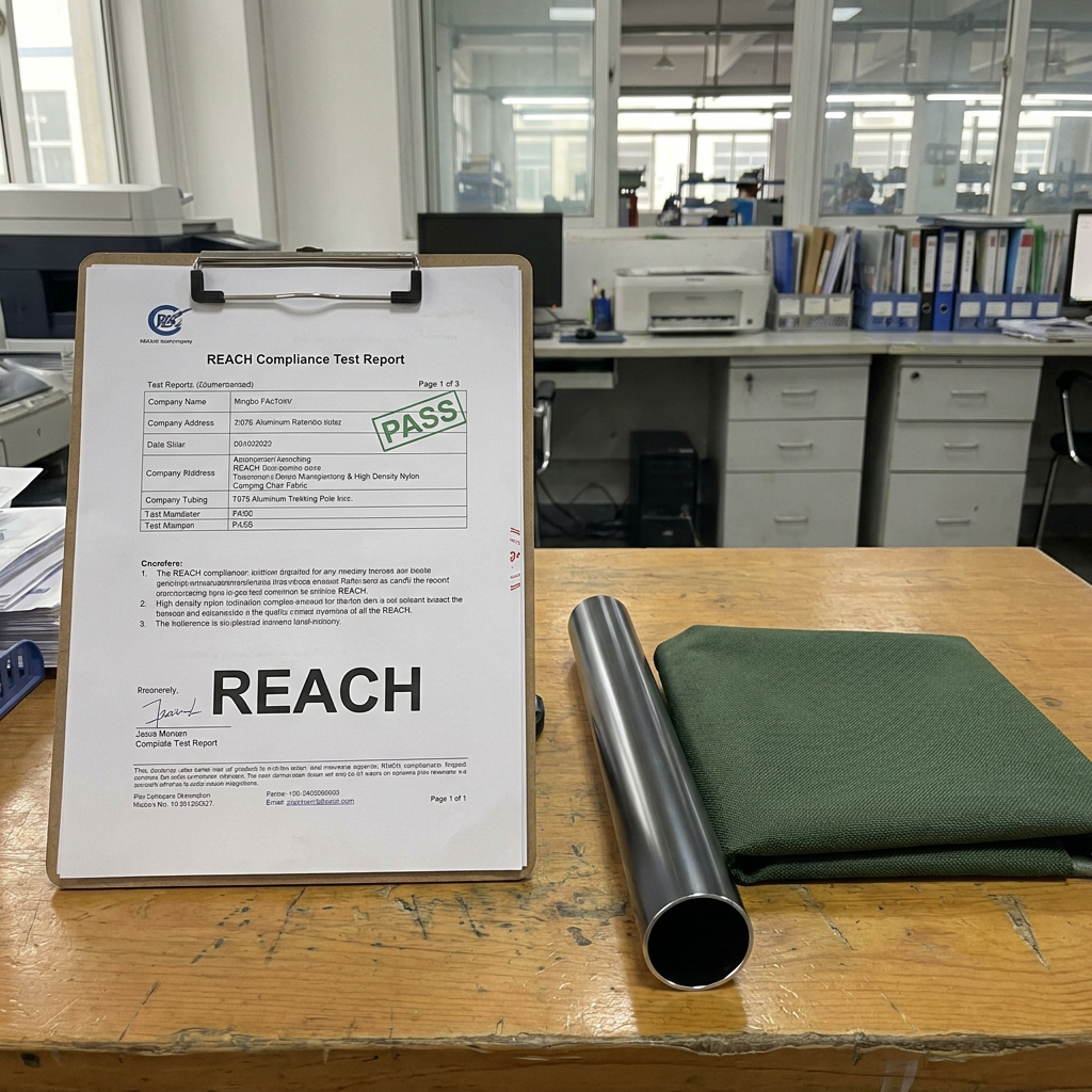 Sustainable rPET fabric rolls for eco-friendly camping chair production at REKTO factory