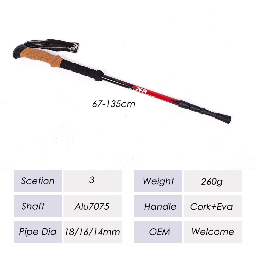 REKTO Cork EVA Handle Telescopic Trekking Poles