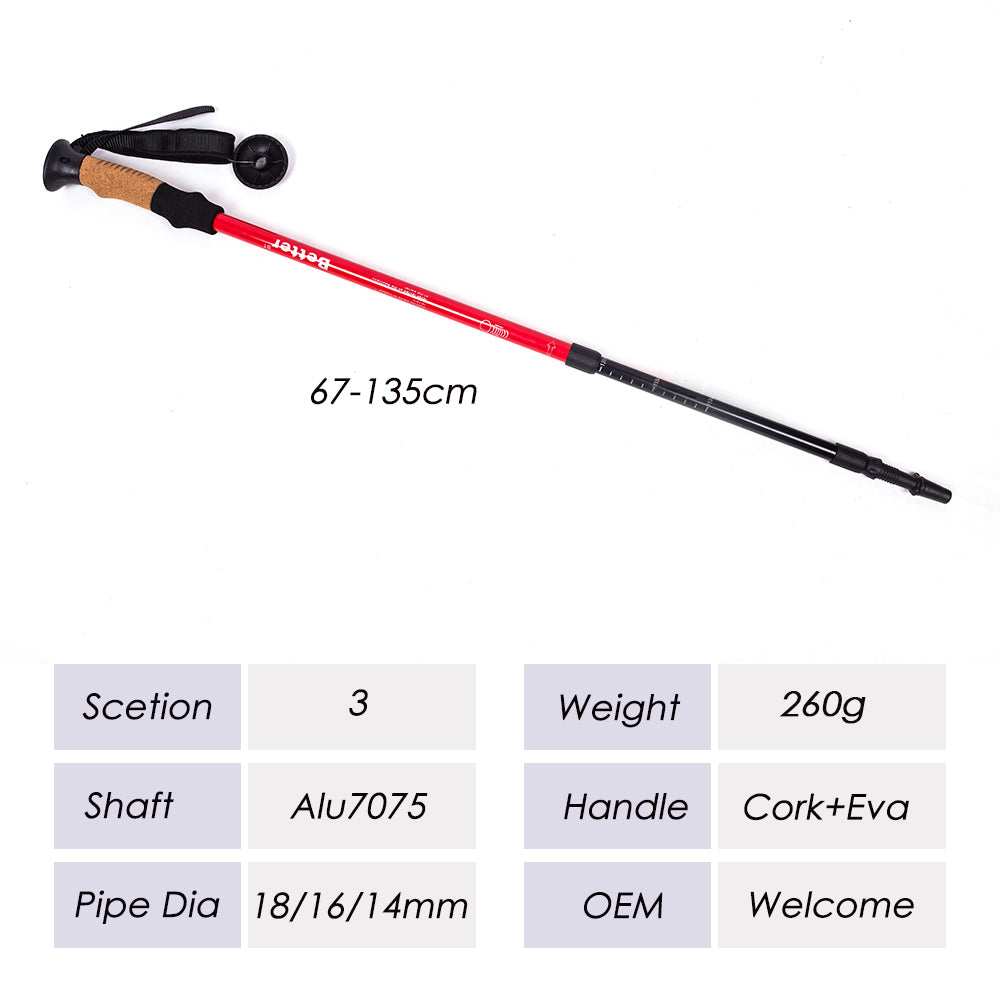REKTO Cork+EVA Handle Telescopic Trekking Pole