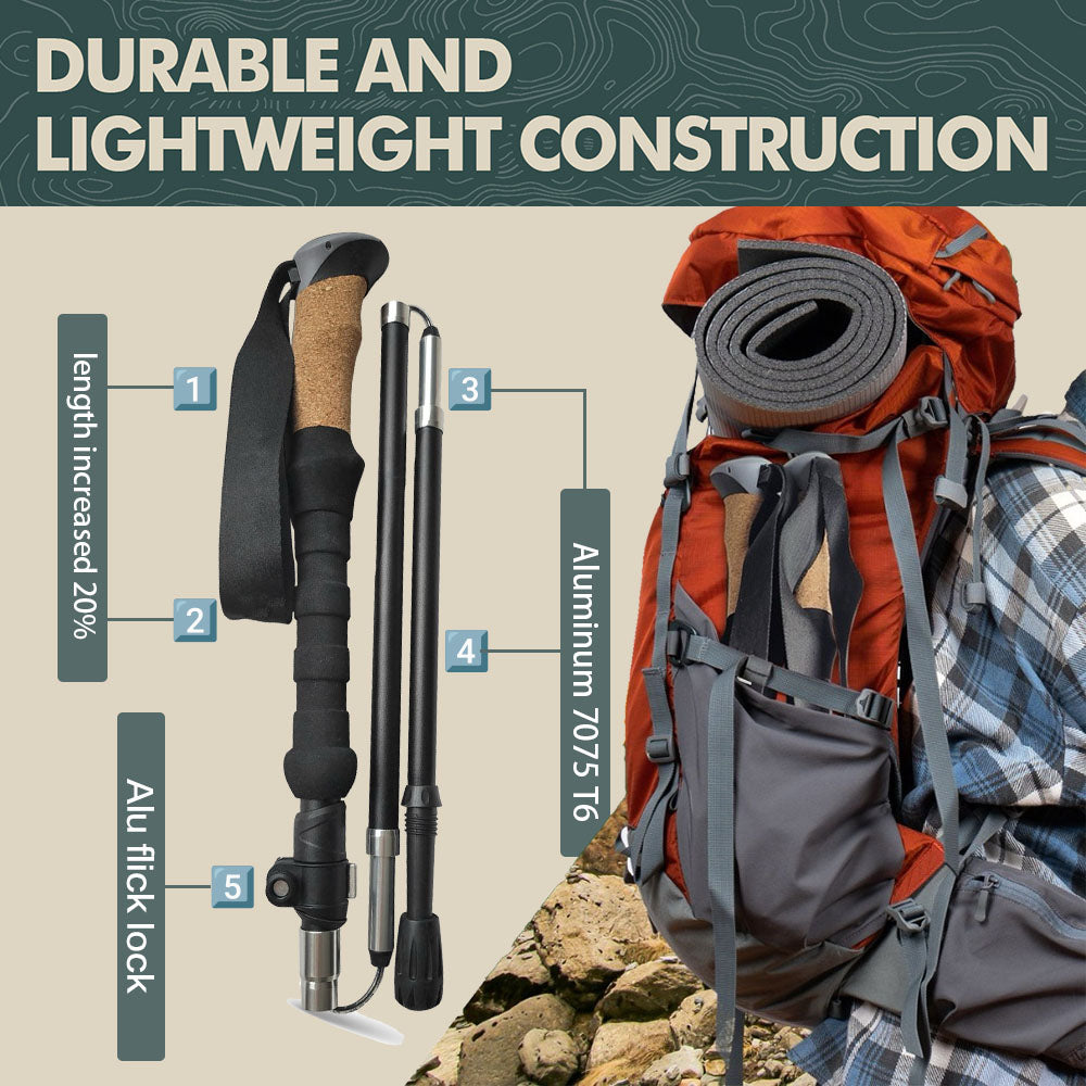 REKTO Cork EVA Handle Foldable Trekking Pole