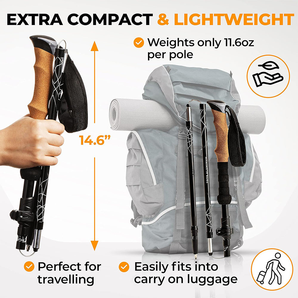 REKTO Cork EVA Handle Foldable Trekking Pole