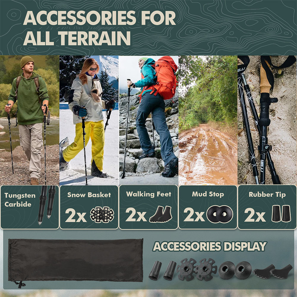 REKTO Cork EVA Handle Foldable Trekking Pole