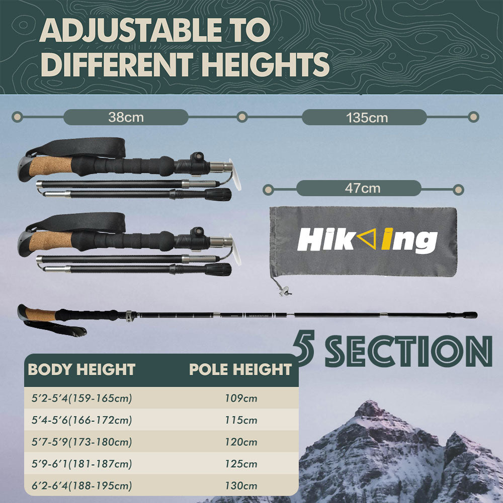 REKTO Cork EVA Handle Foldable Trekking Pole