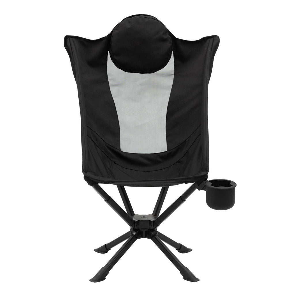 360 Swivel High Back Camping Chair Lightweight Portable Ergonomic Foldable Outdoor Aluminum Chair with Pillow & Cup Holder