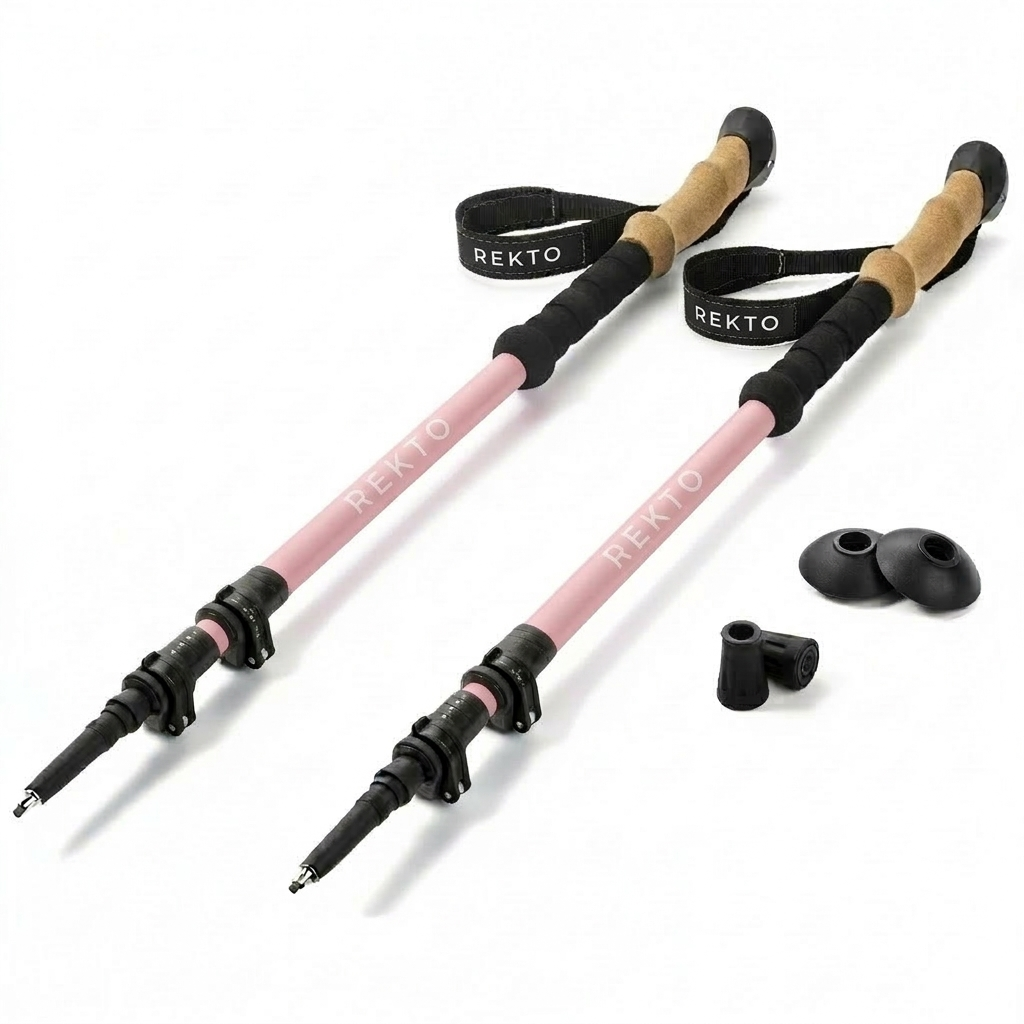 렉토 핑크 코르크/EVA 핸들 등산 스틱