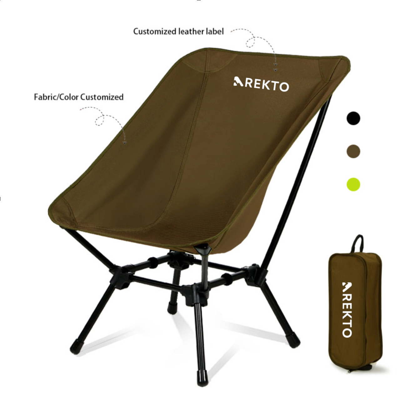REKTO 아웃도어 캠핑 사각 프레임 캠핑 의자